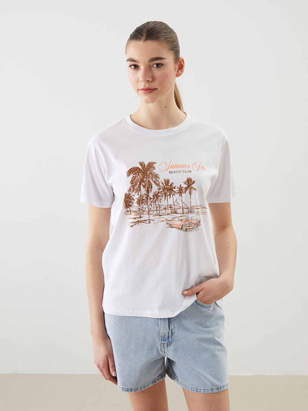 Crew Neck Printed Women's T-Shirt