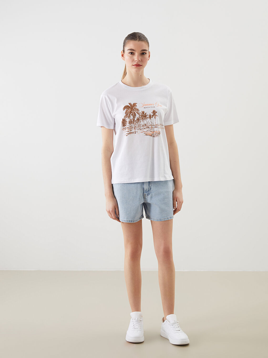 Crew Neck Printed Women's T-Shirt-1