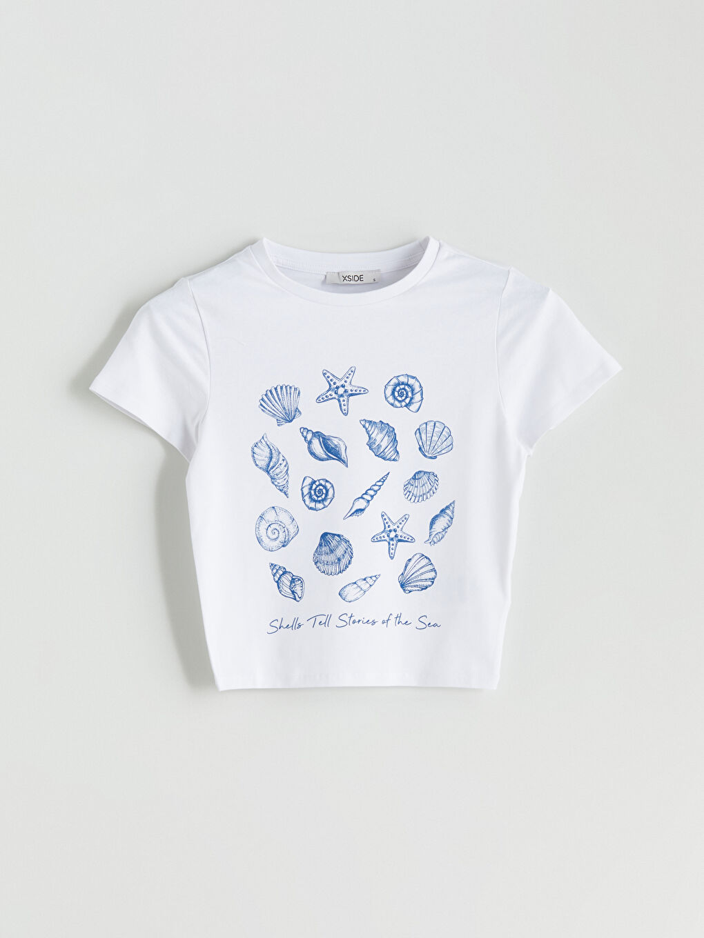 әйелдерге арналған принтті дөңгелек жағалы қысқа жең футболка-4