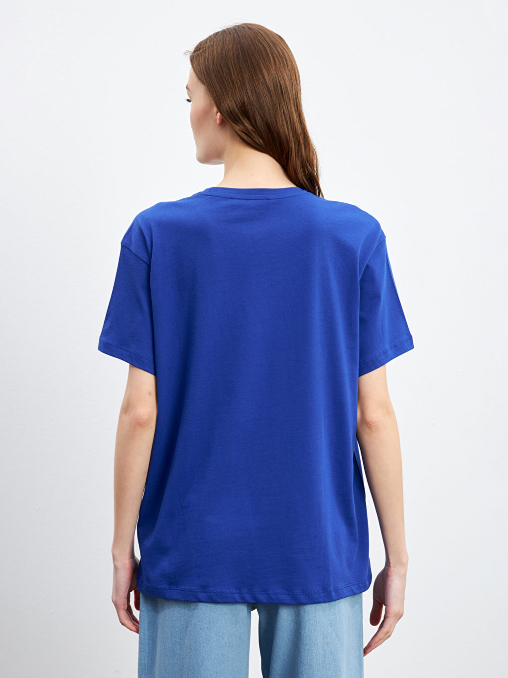 T-shirt en jersey imprimé Stitch à col rond pour Femmes-3