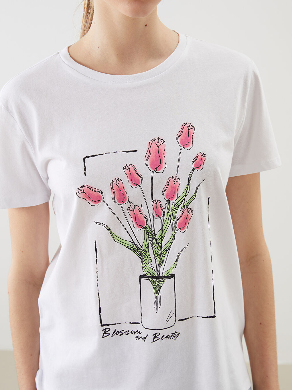 T-shirt Imprimé à Col Rond pour Femmes-2