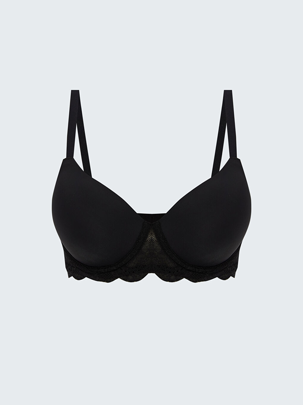 Siyah Balenli Dolgusuz Tişört Sütyen