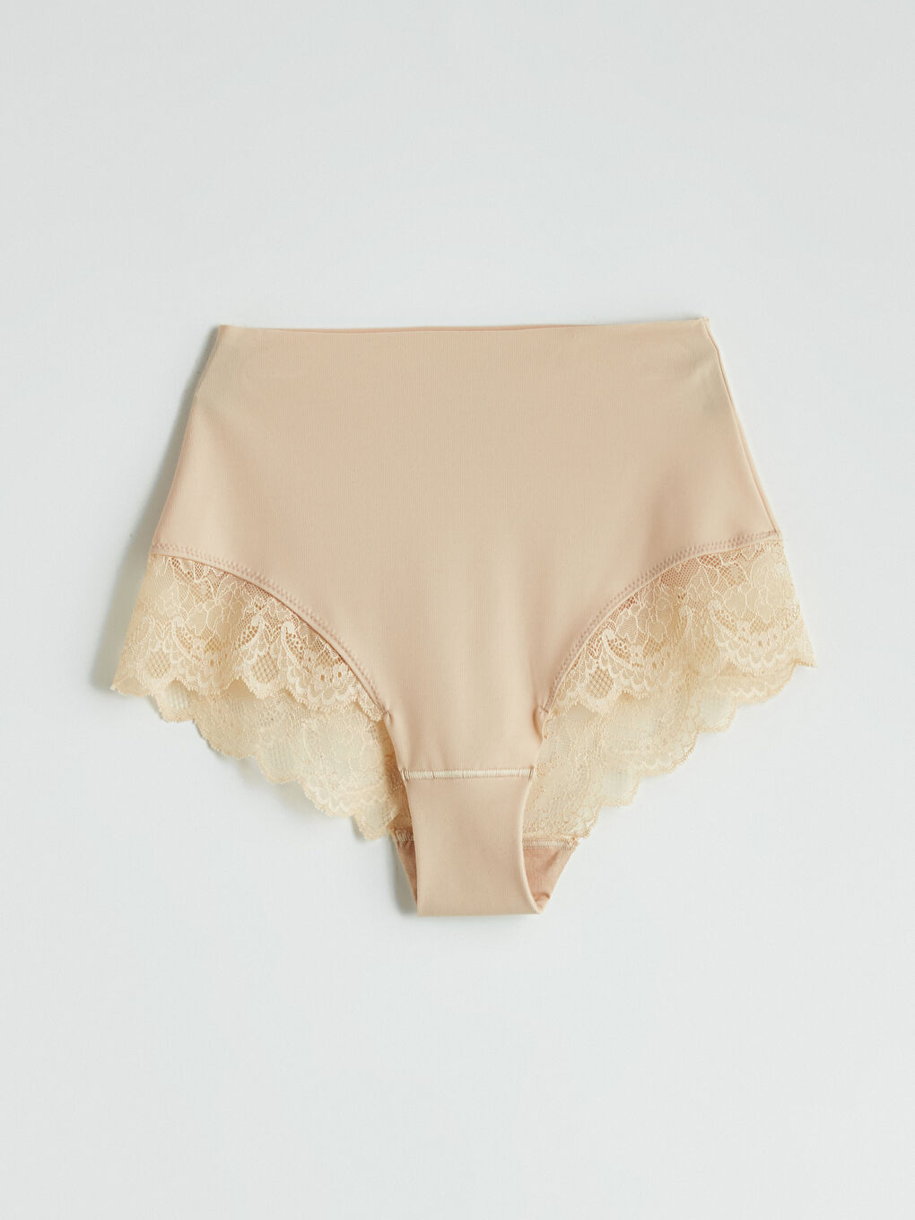 Pembe Yüksek Bel Dantel Detaylı Külot Korse 2'li-1