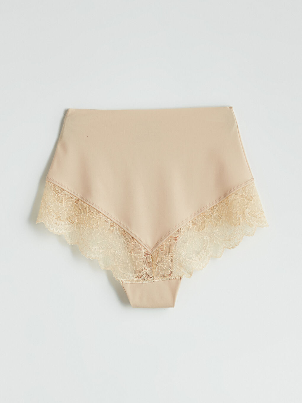 Pembe Yüksek Bel Dantel Detaylı Külot Korse 2'li-2