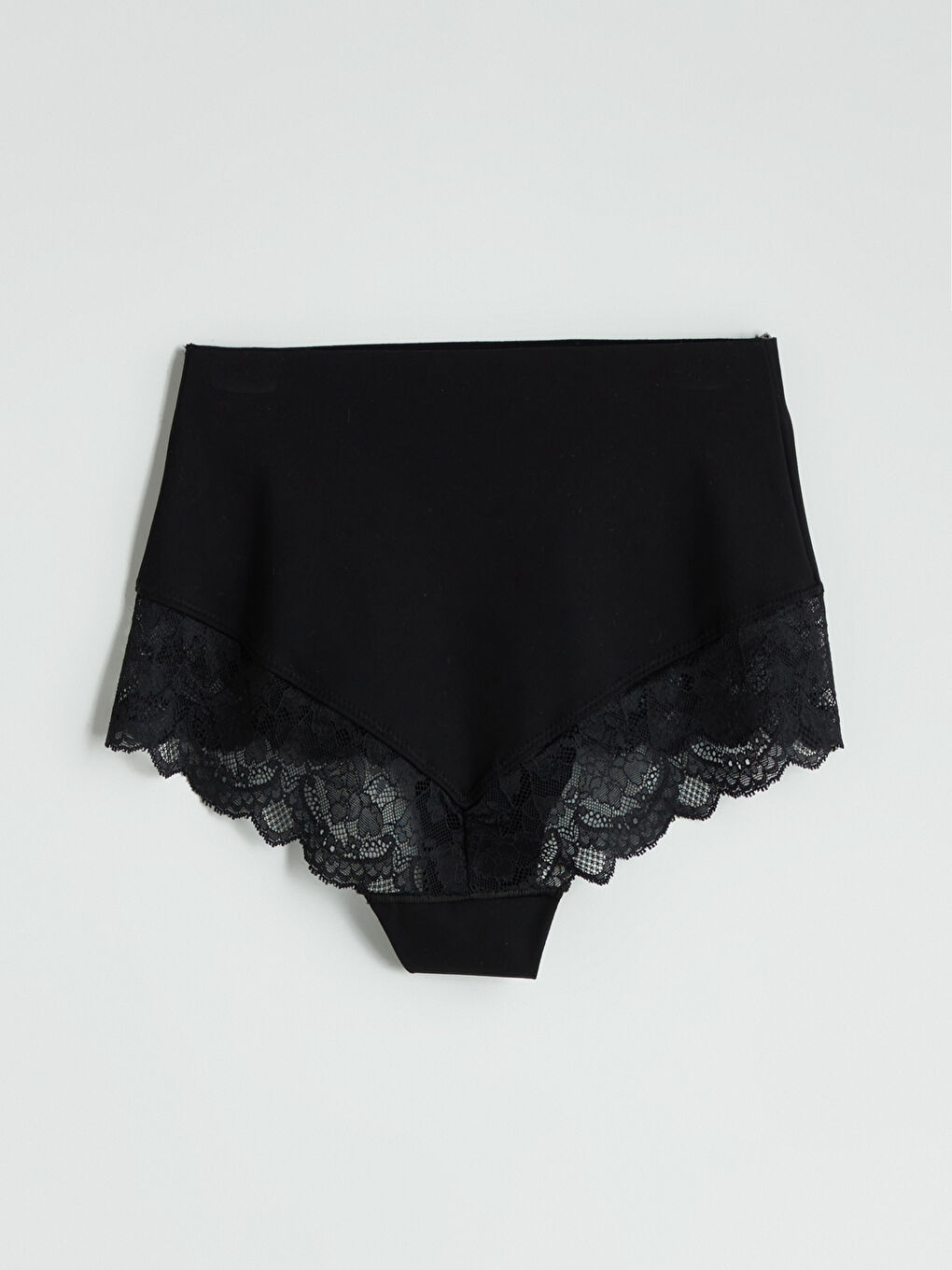 Pembe Yüksek Bel Dantel Detaylı Külot Korse 2'li-3