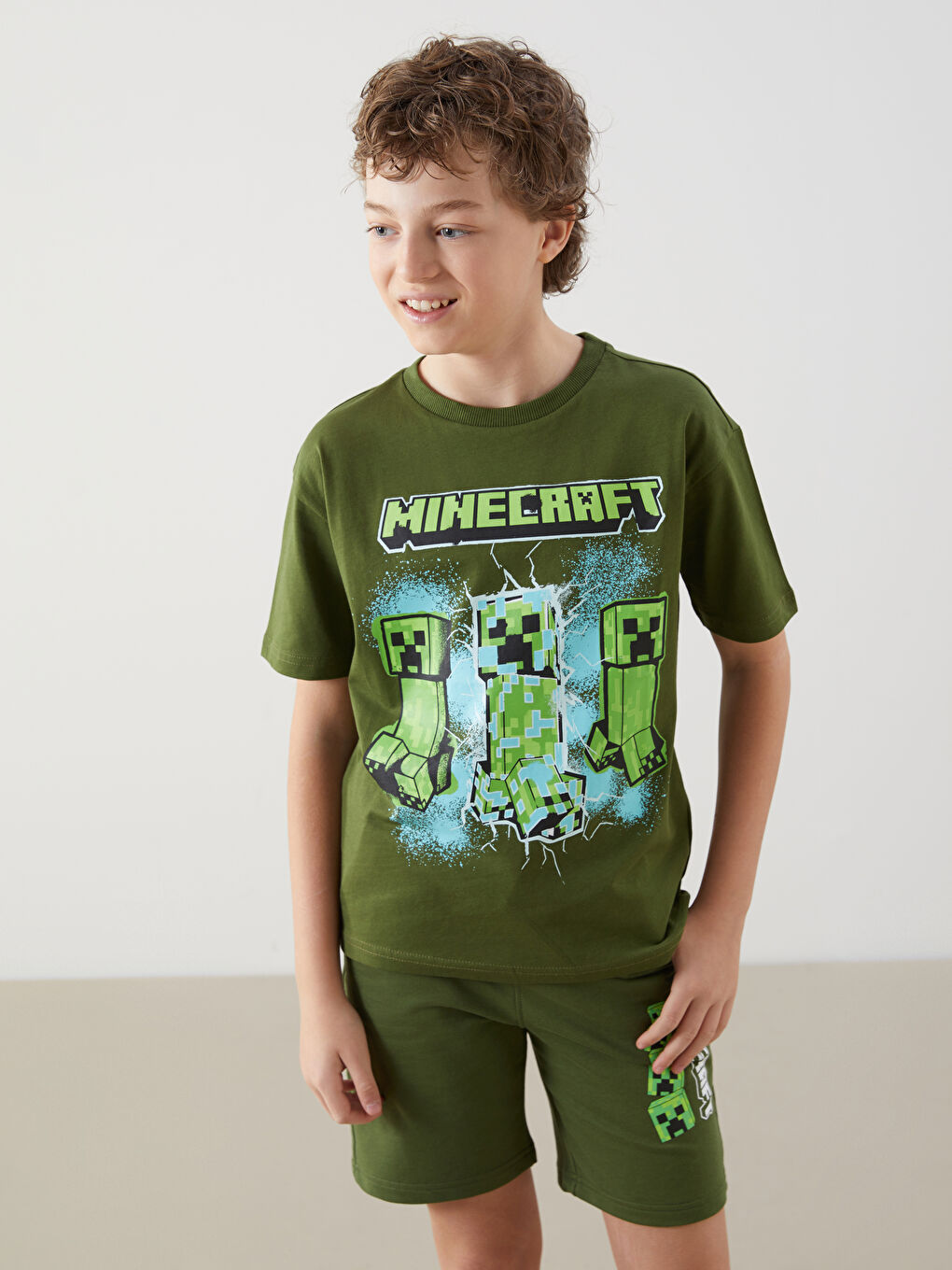 Crew Neck Minecraft Printed Boy’S T-Shirt -S5JL17Z4-HDK