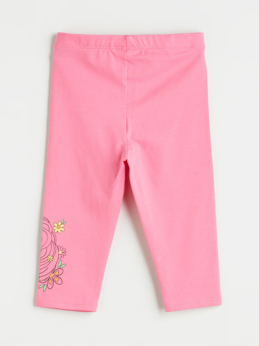 Pembe Beli Lastikli Baskılı Kız Çocuk Tayt-1