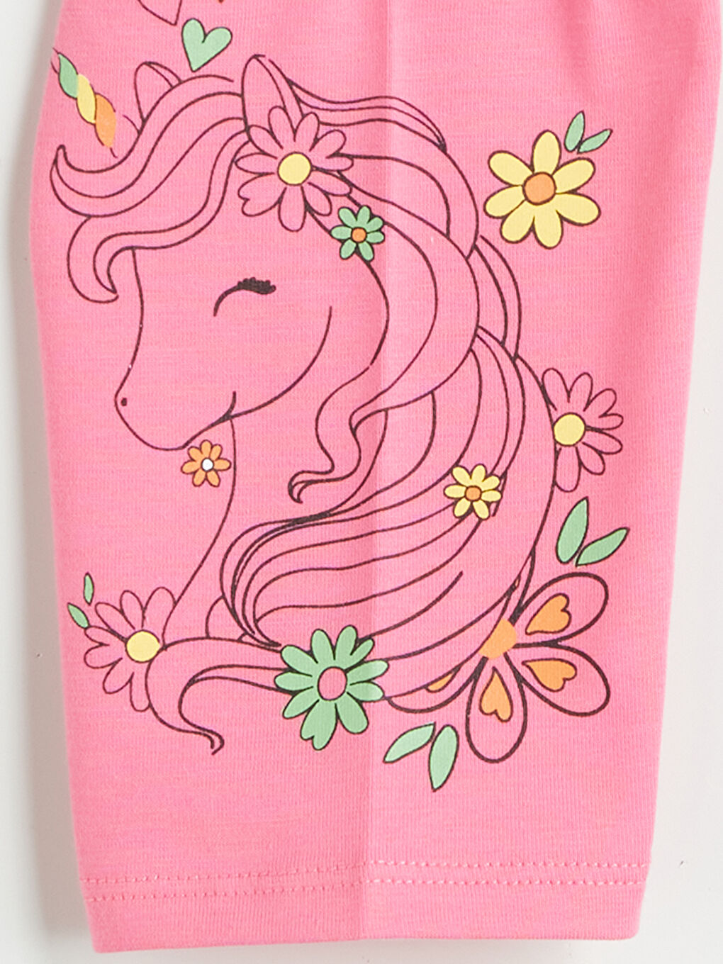 Pembe Beli Lastikli Baskılı Kız Çocuk Tayt-2