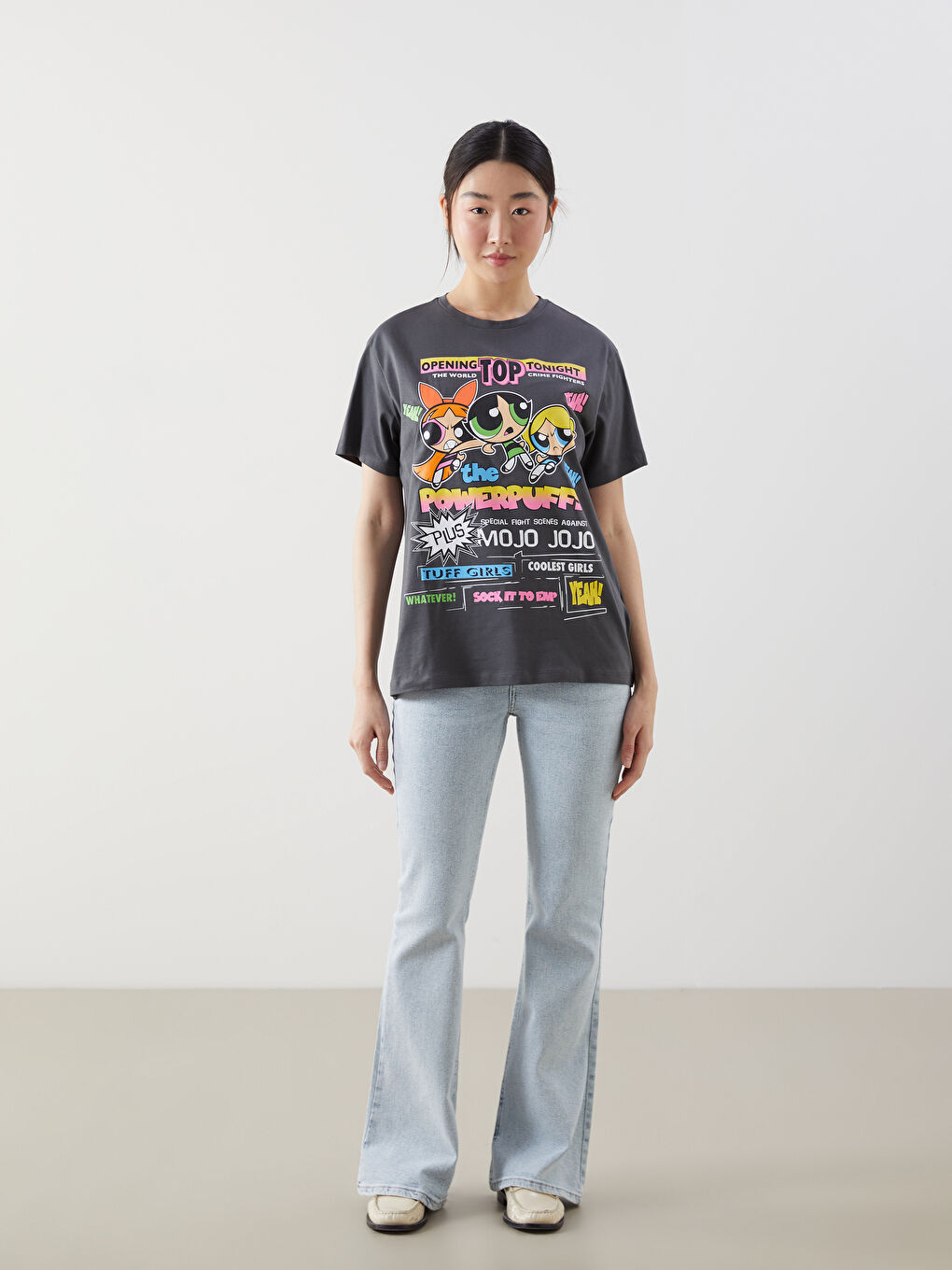 Crew Neck Powerpuff Girls Printed Women's T-Shirt-1