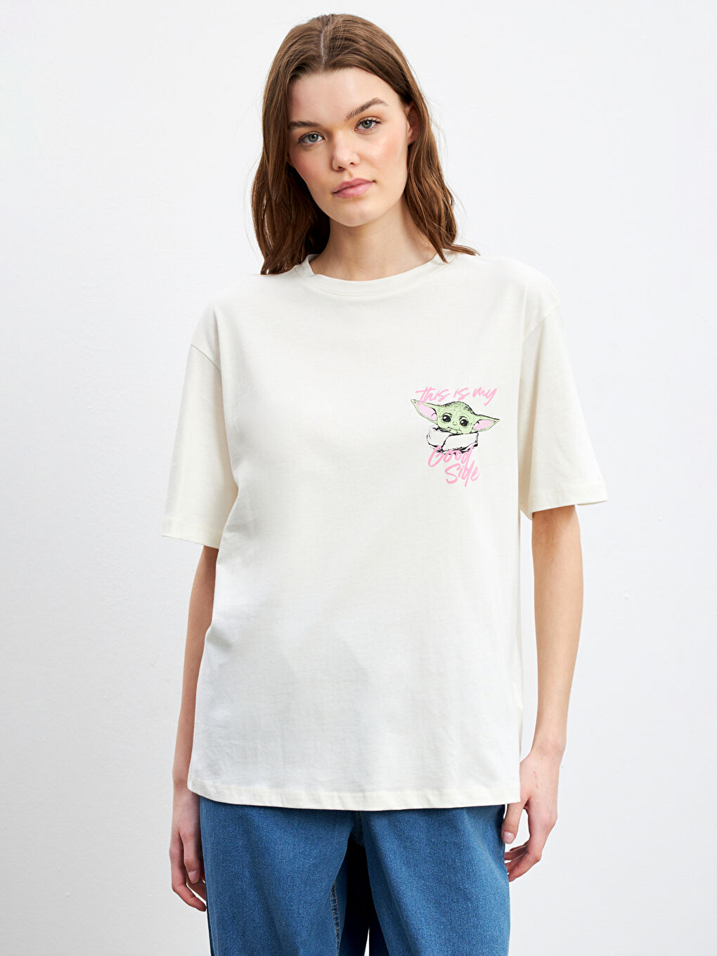 LCWAIKIKI Classic Woman ECRU T-Shirt -S5JL49Z8-FEQ