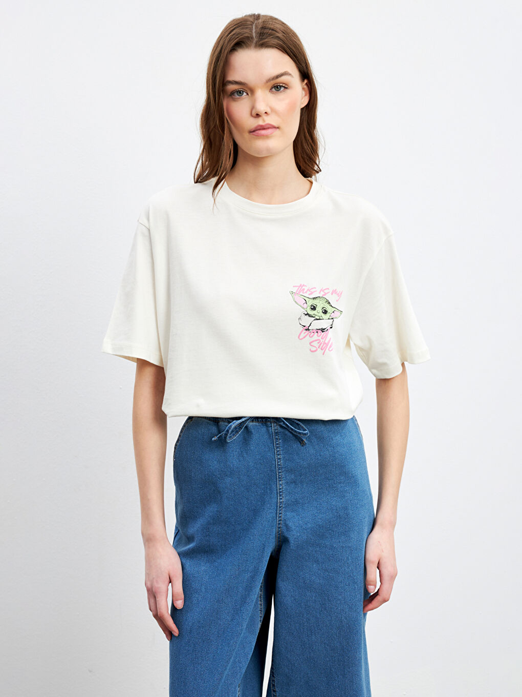 LCWAIKIKI Classic Woman ECRU T-Shirt -S5JL49Z8-FEQ