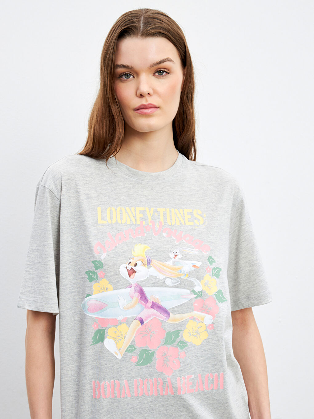 LCWAIKIKI Classic Woman GREY T-Shirt -S5JL51Z8-CT3