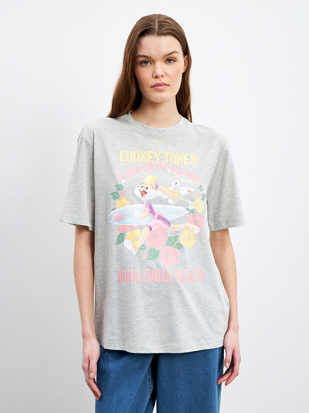 LCWAIKIKI Classic Woman GREY T-Shirt -S5JL51Z8-CT3