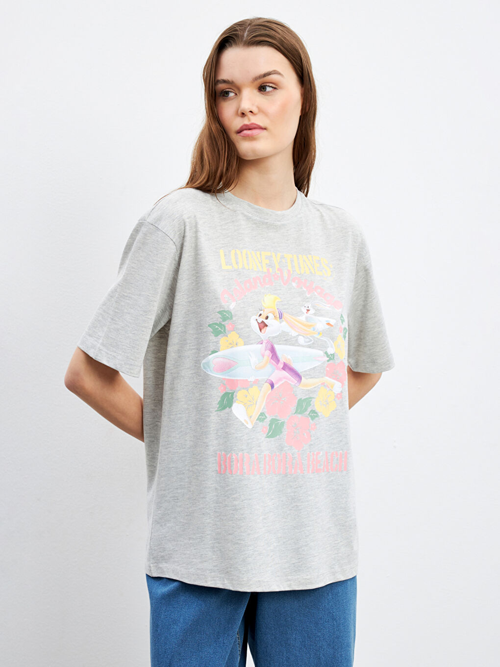 LCWAIKIKI Classic Woman GREY T-Shirt -S5JL51Z8-CT3