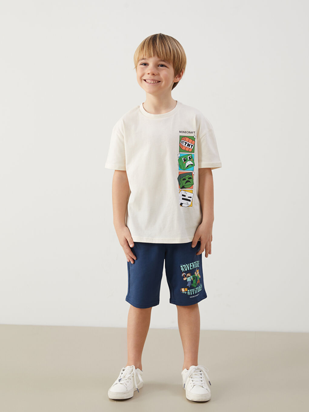 Crew Neck Minecraft Printed Boys' T-Shirt -S5JL55Z1-QVK