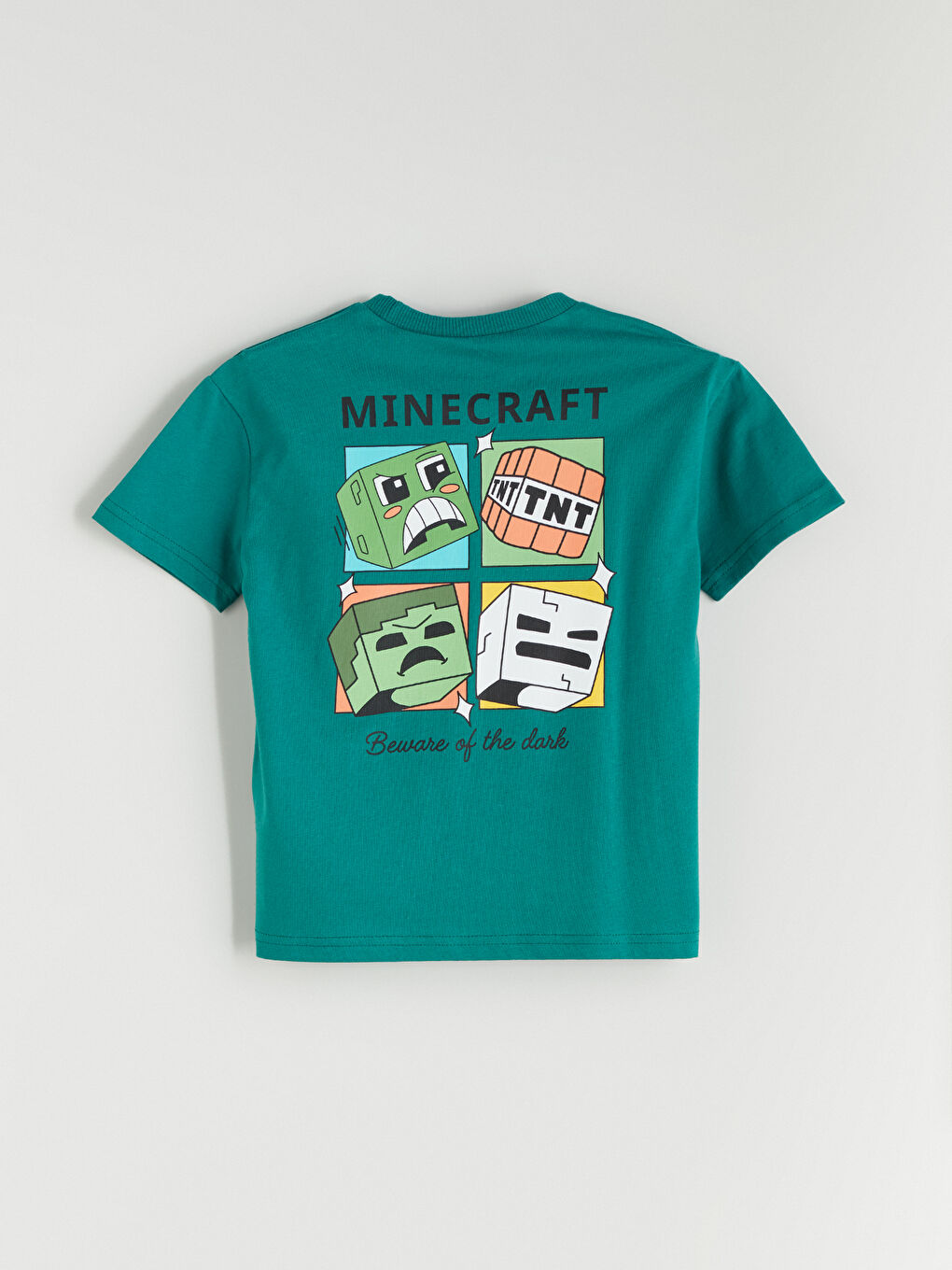 Turkuaz Bisiklet Yaka Minecraft Baskılı Erkek Çocuk Tişört-3