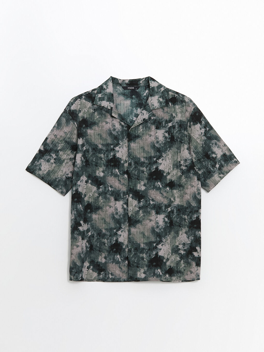 Yeşil Rahat Kalıp Kısa Kollu Desenli Erkek Gömlek-4