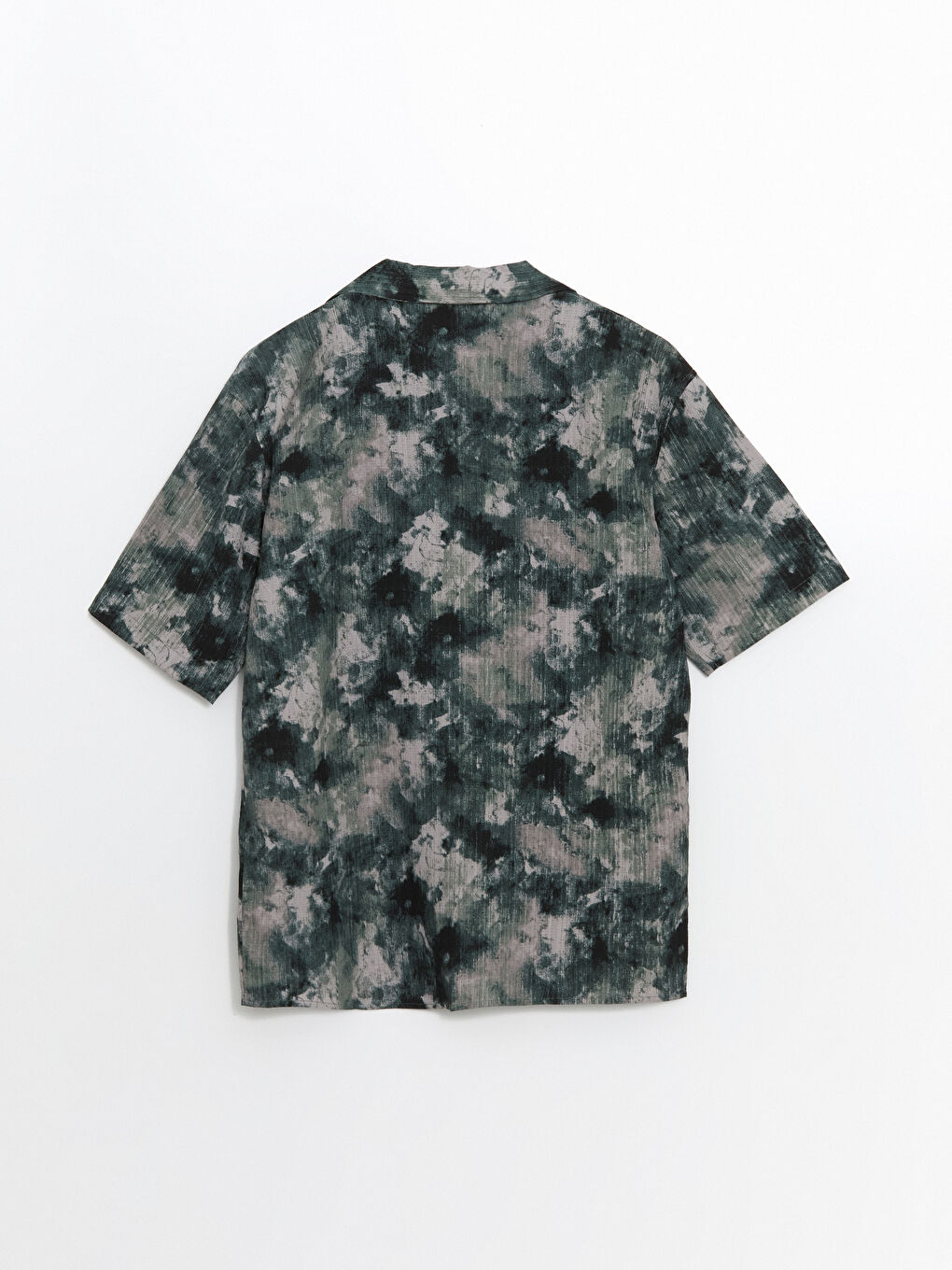 Yeşil Rahat Kalıp Kısa Kollu Desenli Erkek Gömlek-5