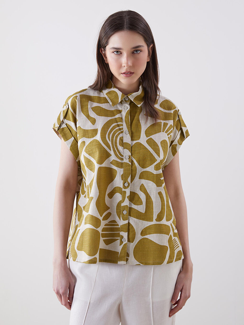 Loose Fit Patterned Women's Shirt -S5JL85Z8-LRR