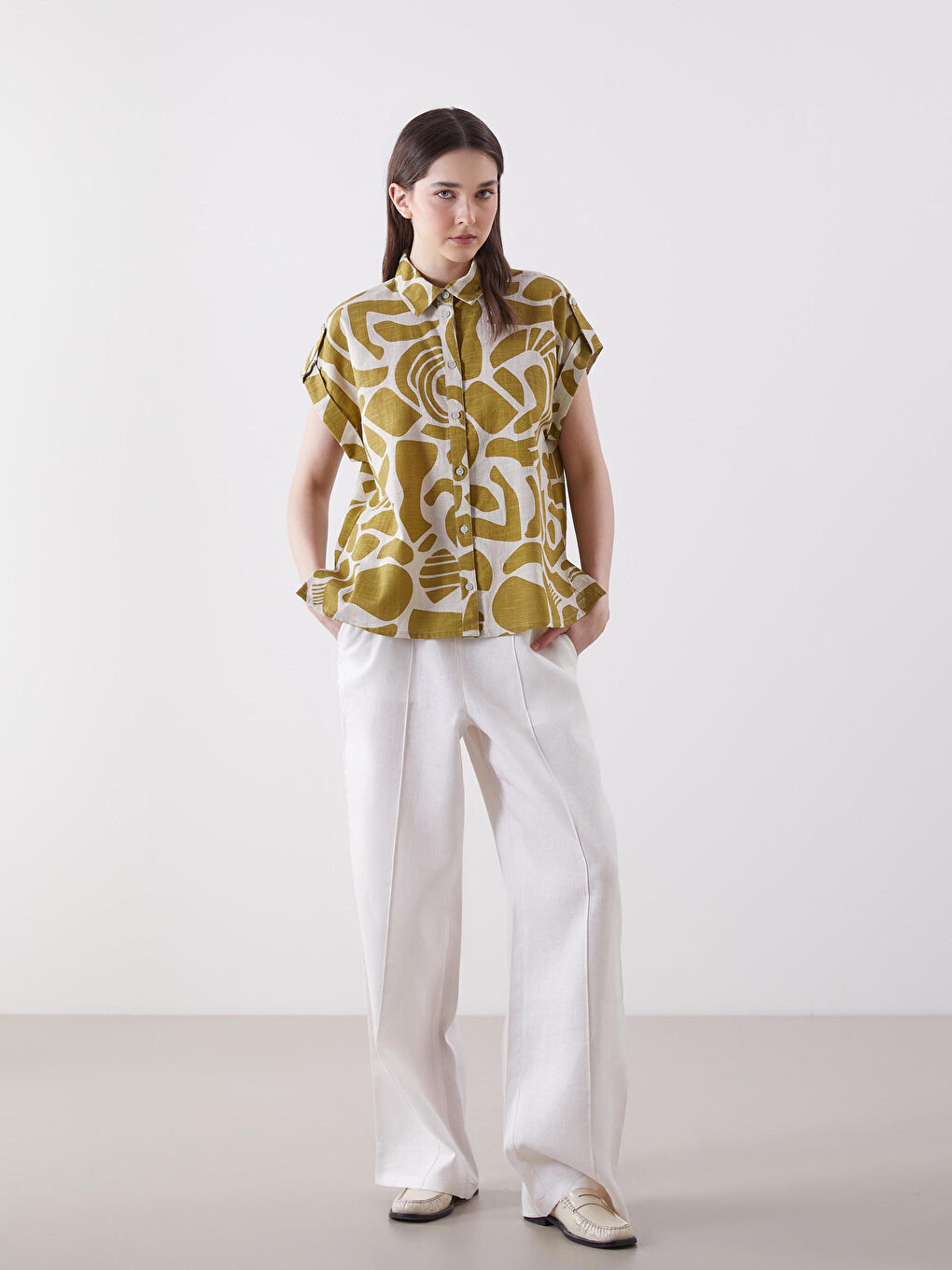 Loose Fit Patterned Women's Shirt -S5JL85Z8-LRR