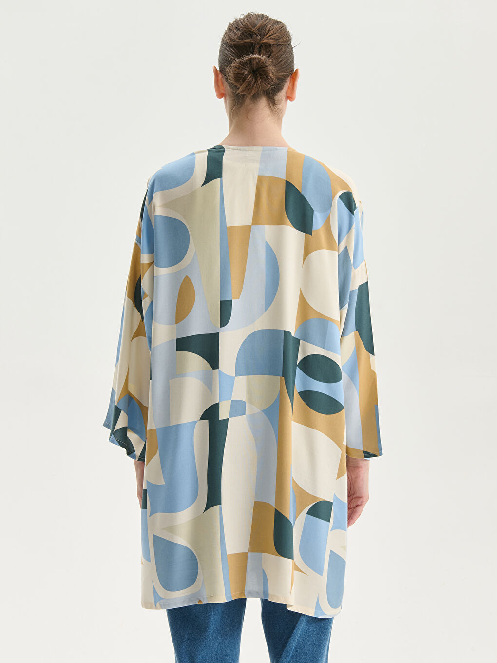 Shawl Collar Patterned Oversize Women's Kimono -S5JM11Z8-LQQ