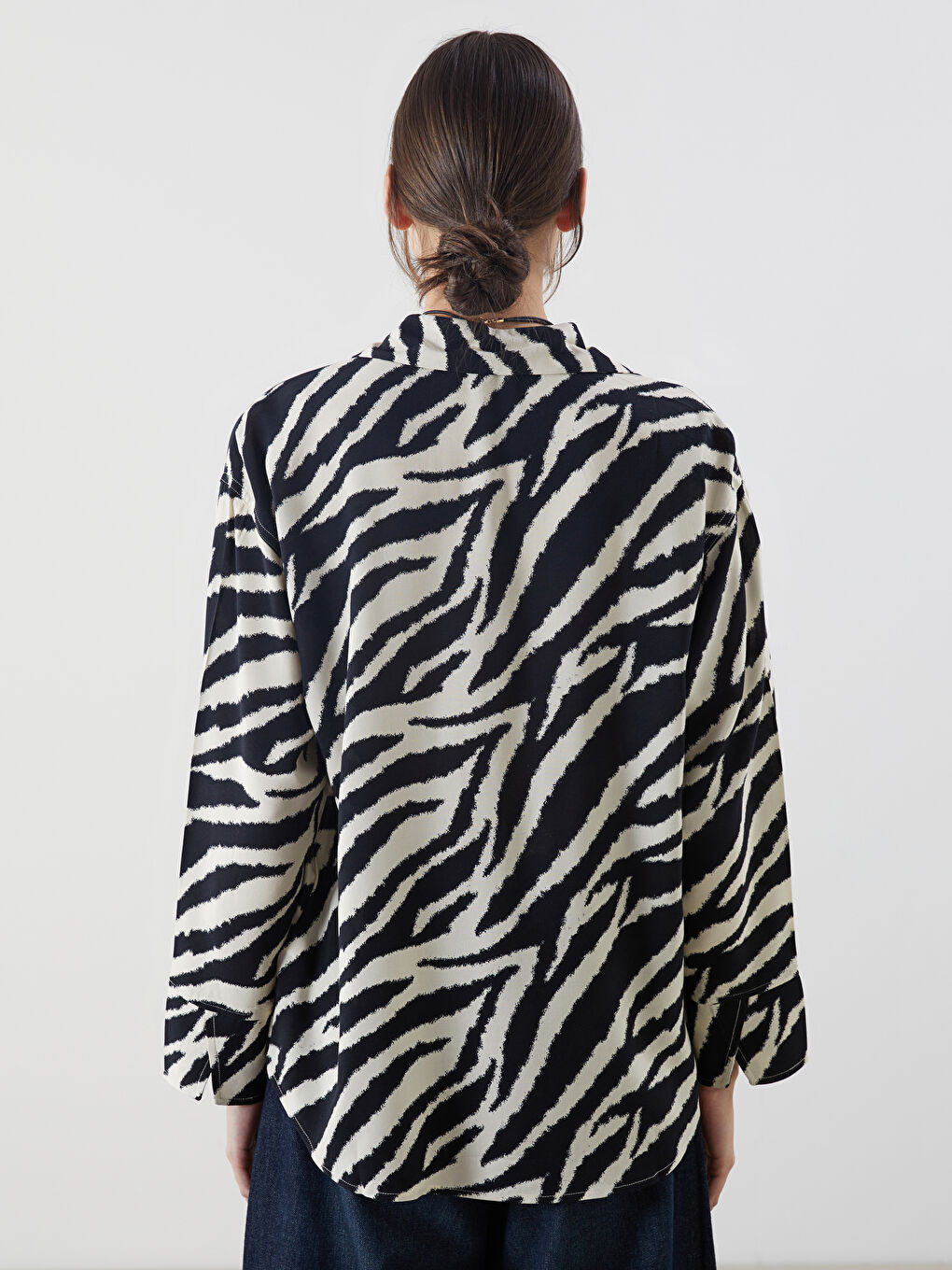 Zebra Patterned Oversize Women's Shirt -S5JM23Z8-LQJ
