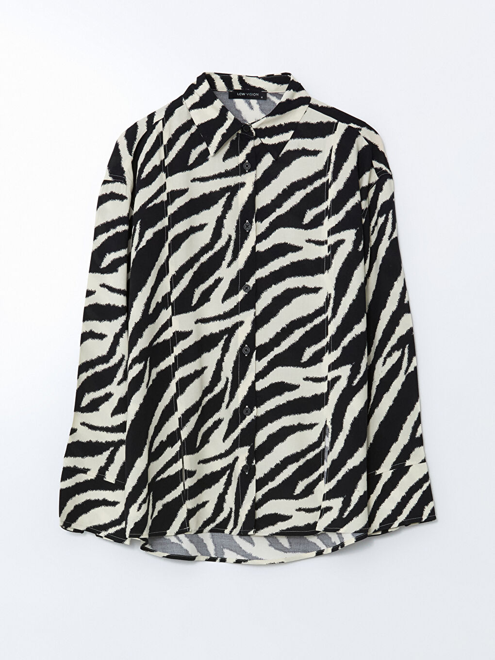 Zebra Patterned Oversize Women's Shirt -S5JM23Z8-LQJ
