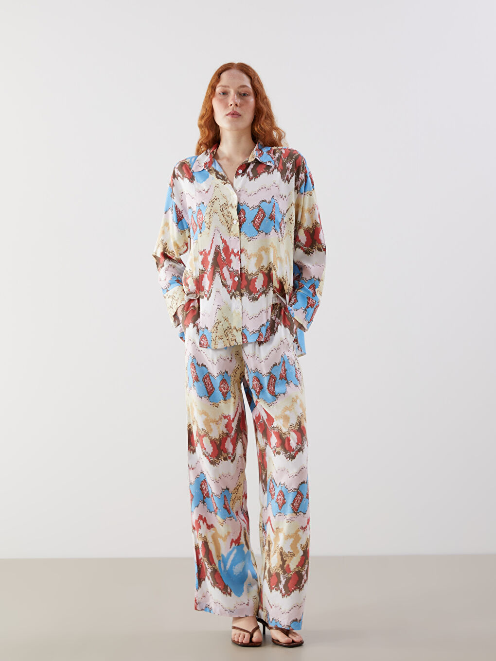 Patterned Oversize Women's Shirt -S5JM23Z8-LQY