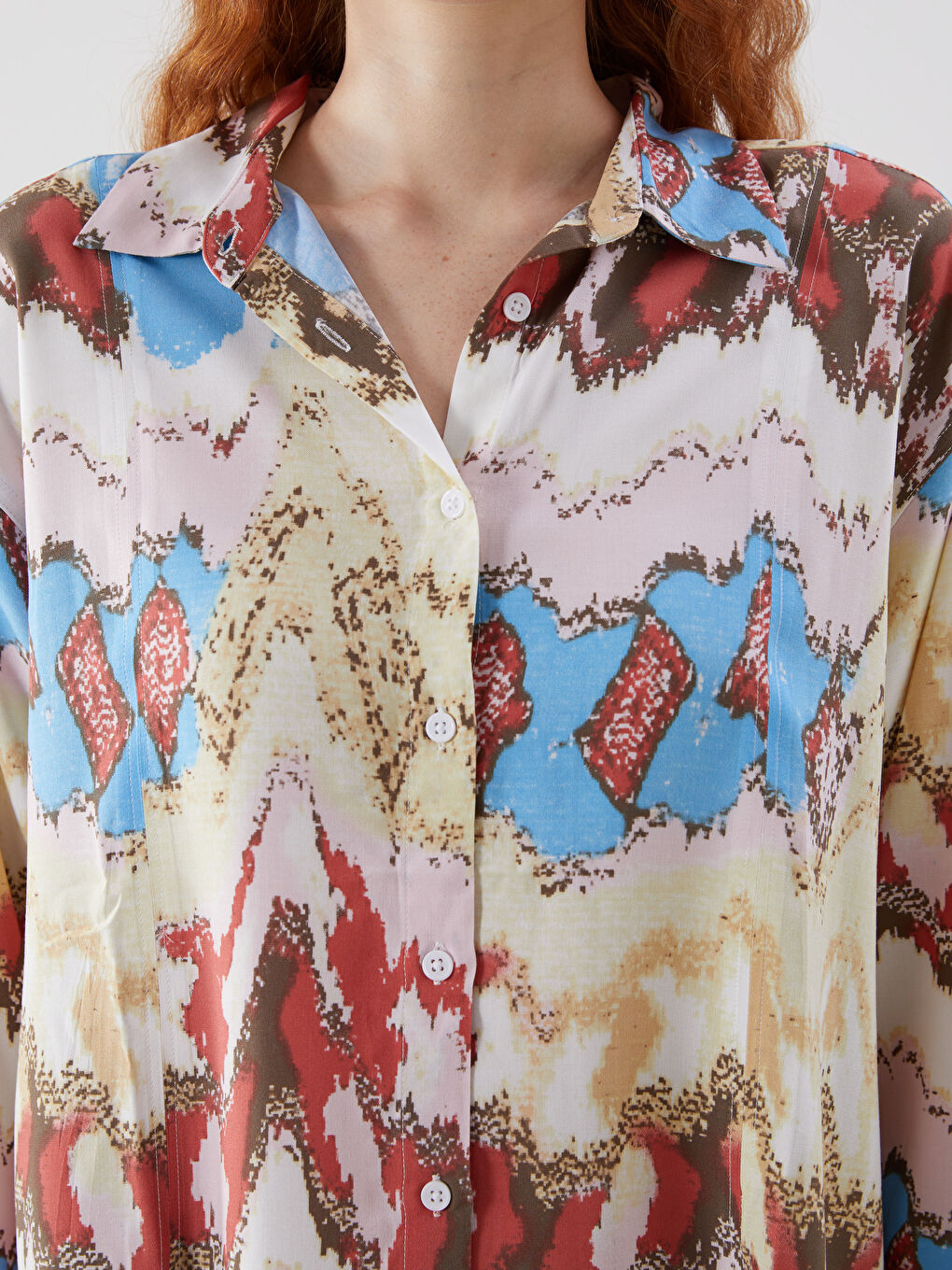 Patterned Oversize Women's Shirt -S5JM23Z8-LQY
