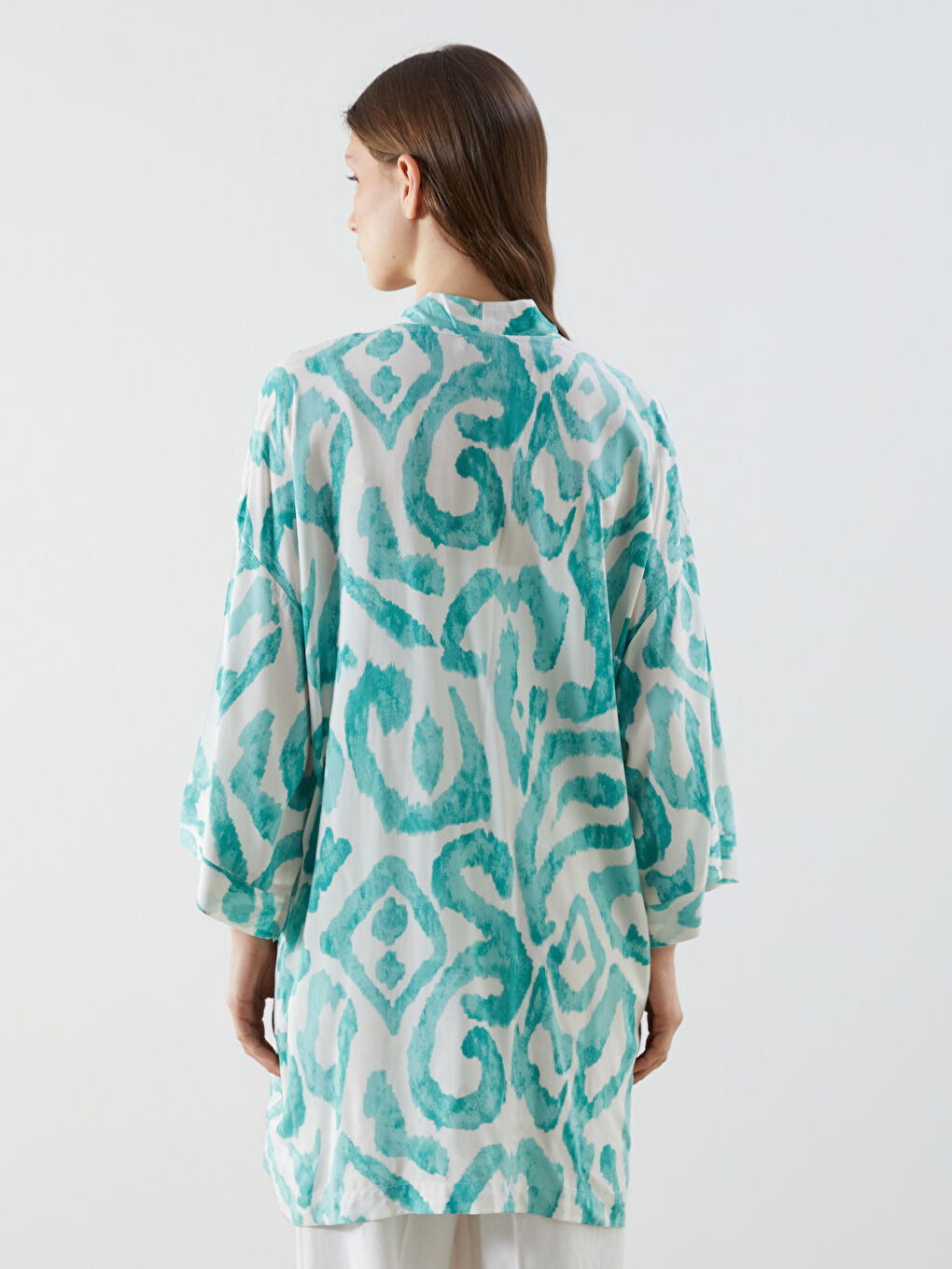 Schalkragen Gemustert Oversize Damen Kimono-3