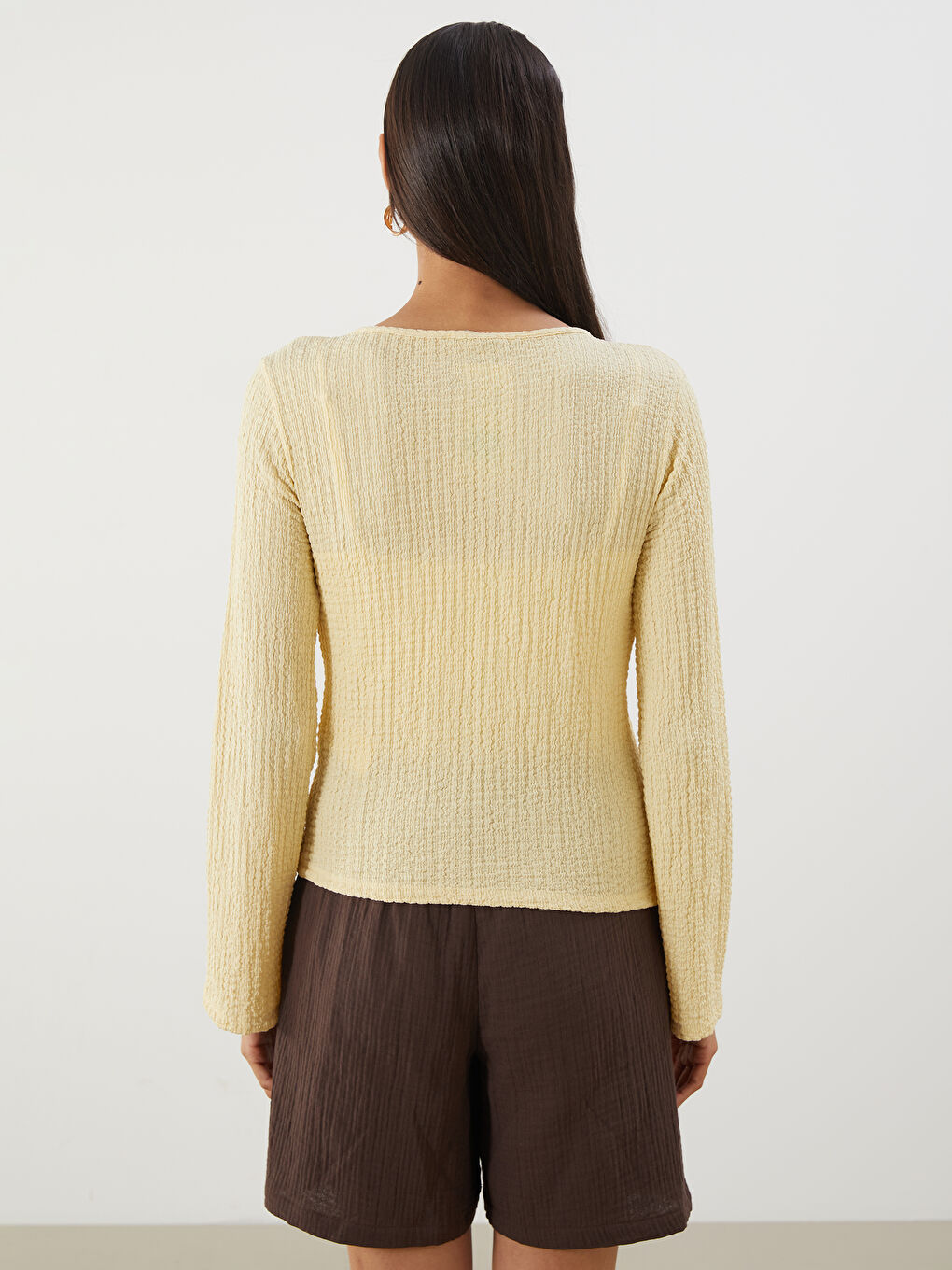 V-Neck Textured Women's Cardigan -S5JM26Z8-FYC
