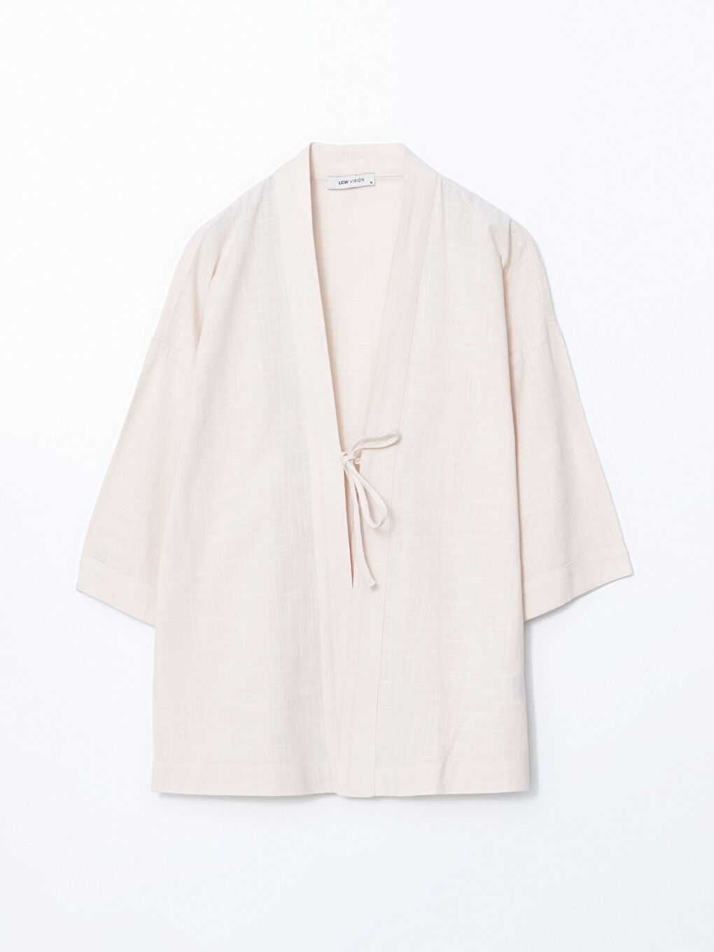 Shawl Collar Linen Look Oversize Women's Kimono-4