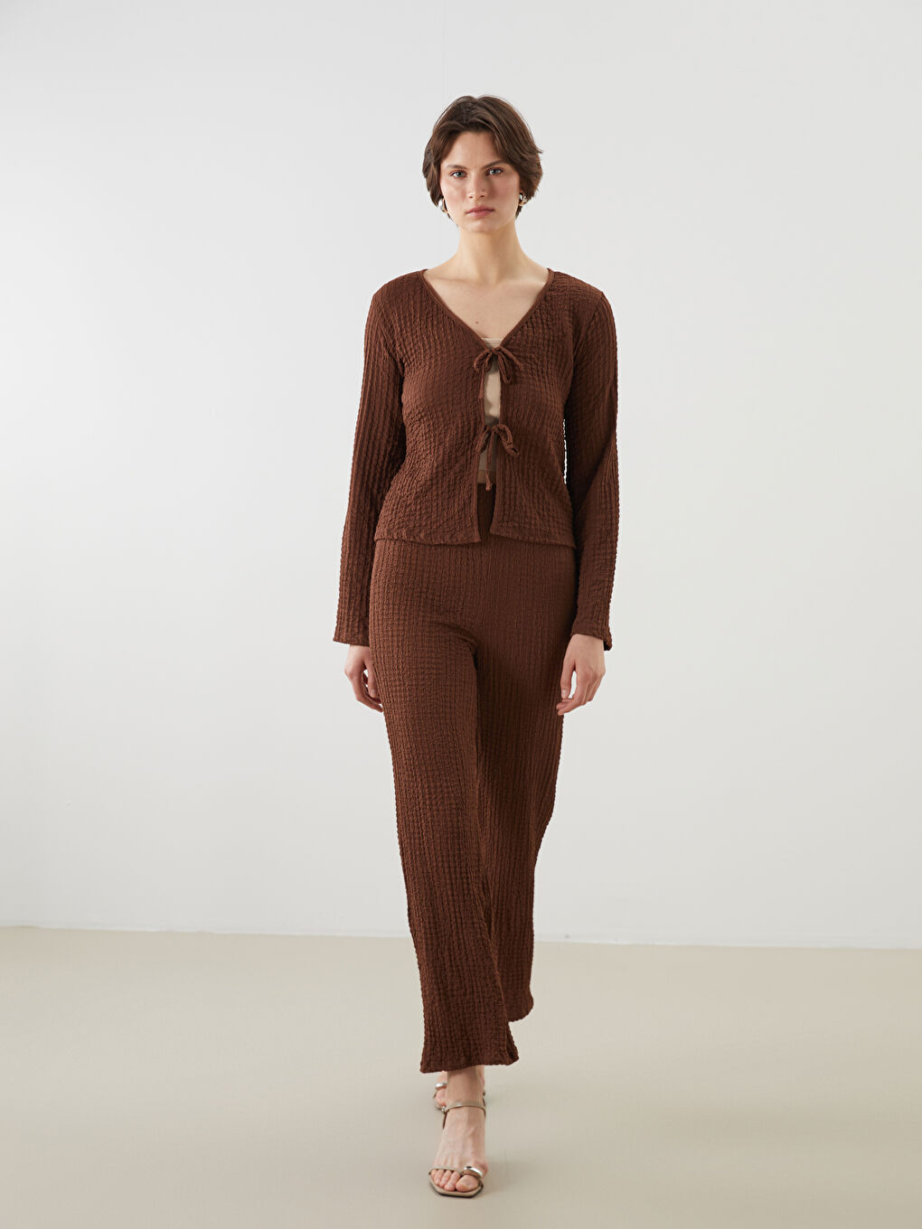Elastic Waist Textured Women's Trousers -S5JM28Z8-HJN