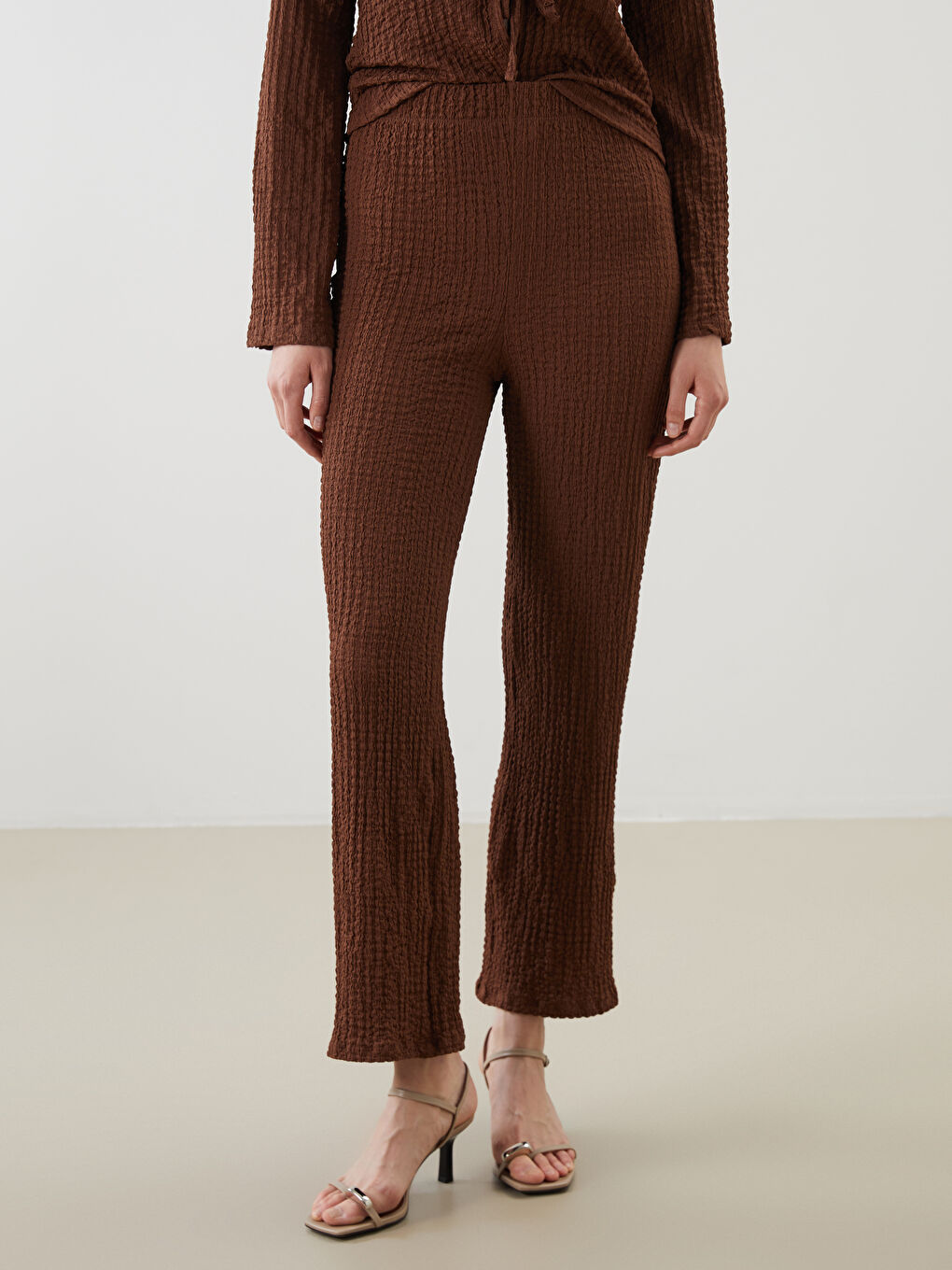 Elastic Waist Textured Women's Trousers -S5JM28Z8-HJN