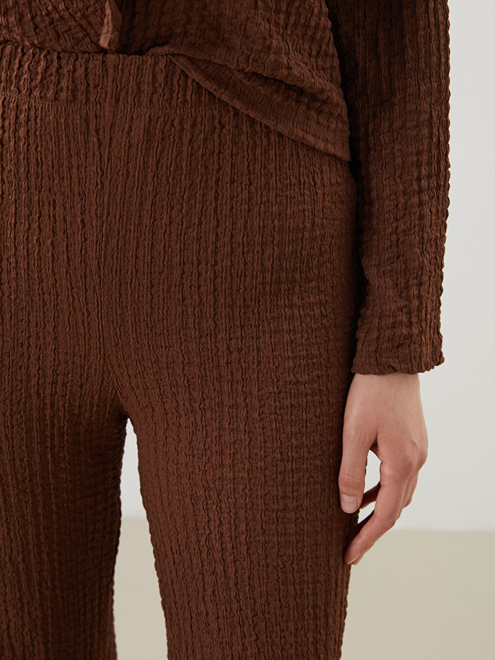 Elastic Waist Textured Women's Trousers -S5JM28Z8-HJN