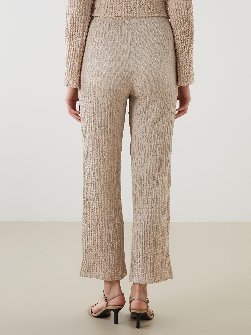 Elastic Waist Textured Women's Trousers -S5JM28Z8-QYF