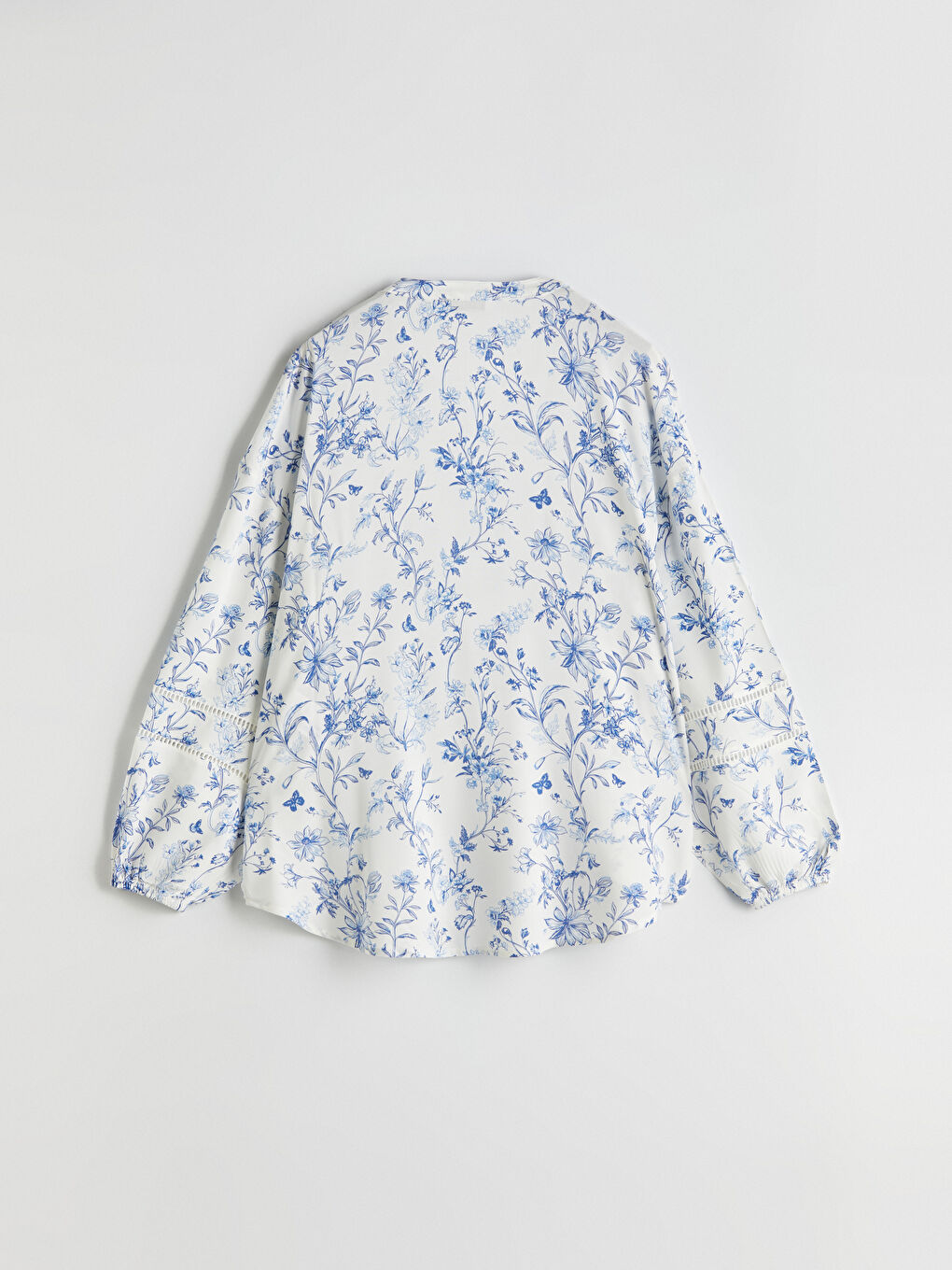 Notch Neck Floral Long Sleeve Women's Blouse-5