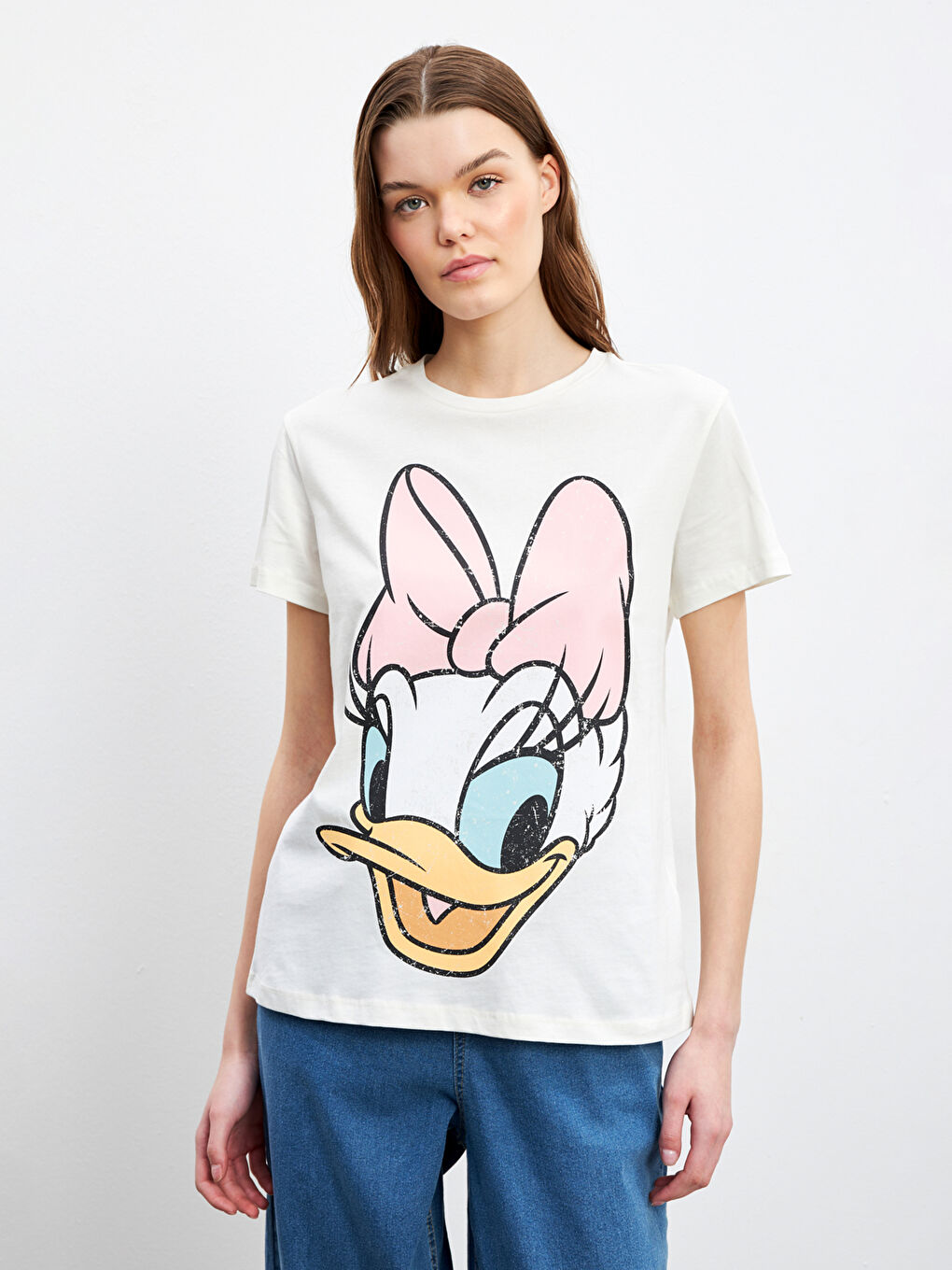 Crew Neck Daisy Duck Printed Women's T-Shirt