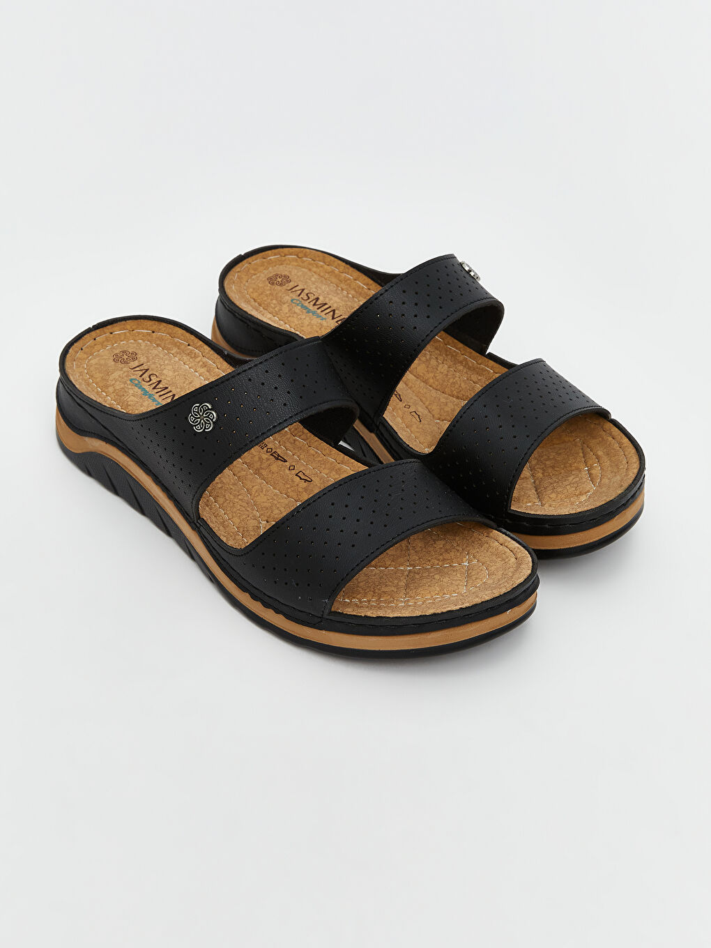 Siyah Çift Bantlı Kadın Terlik