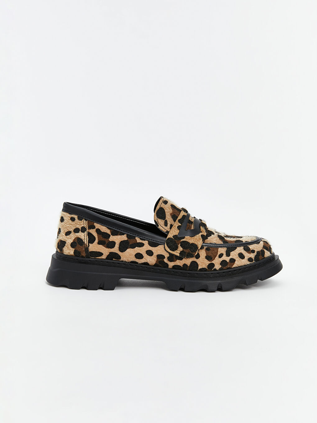 KOOR Karişik Leopar Desenli Kadın Loafer Ayakkabı - 3