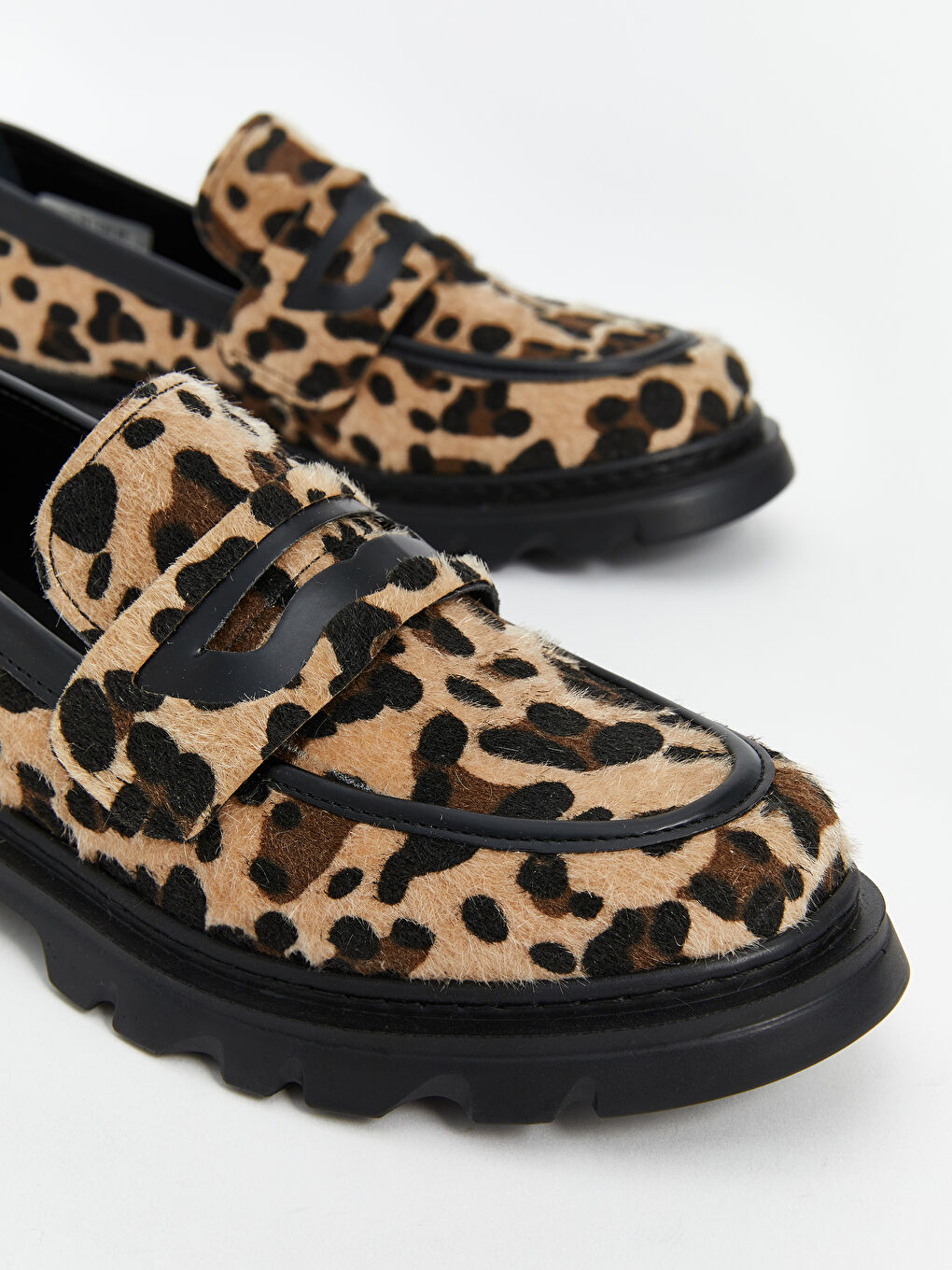 KOOR Karişik Leopar Desenli Kadın Loafer Ayakkabı - 4