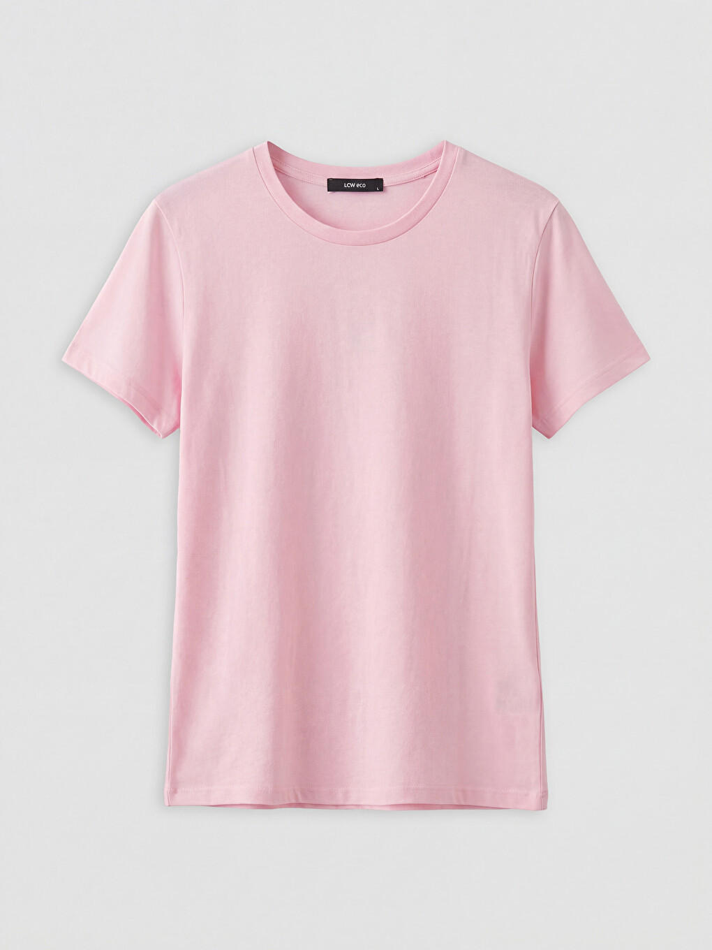 Pembe Bisiklet Yaka Kadın Tişört-4