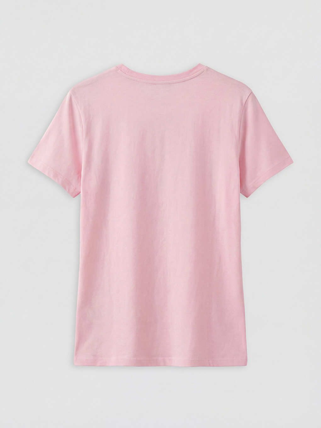 Pembe Bisiklet Yaka Kadın Tişört-5