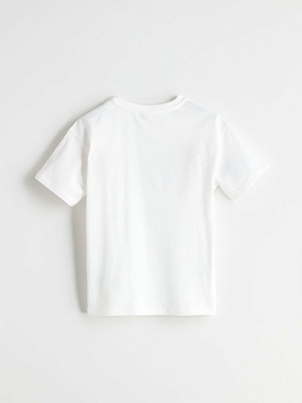 Beyaz Bisiklet Yaka Kurdele Detaylı Kız Çocuk Tişört-2