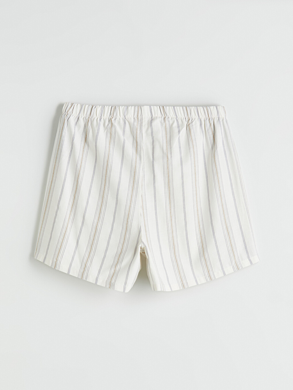 Ekru Beli Lastikli Çizgili Kadın Pijama Altı-1
