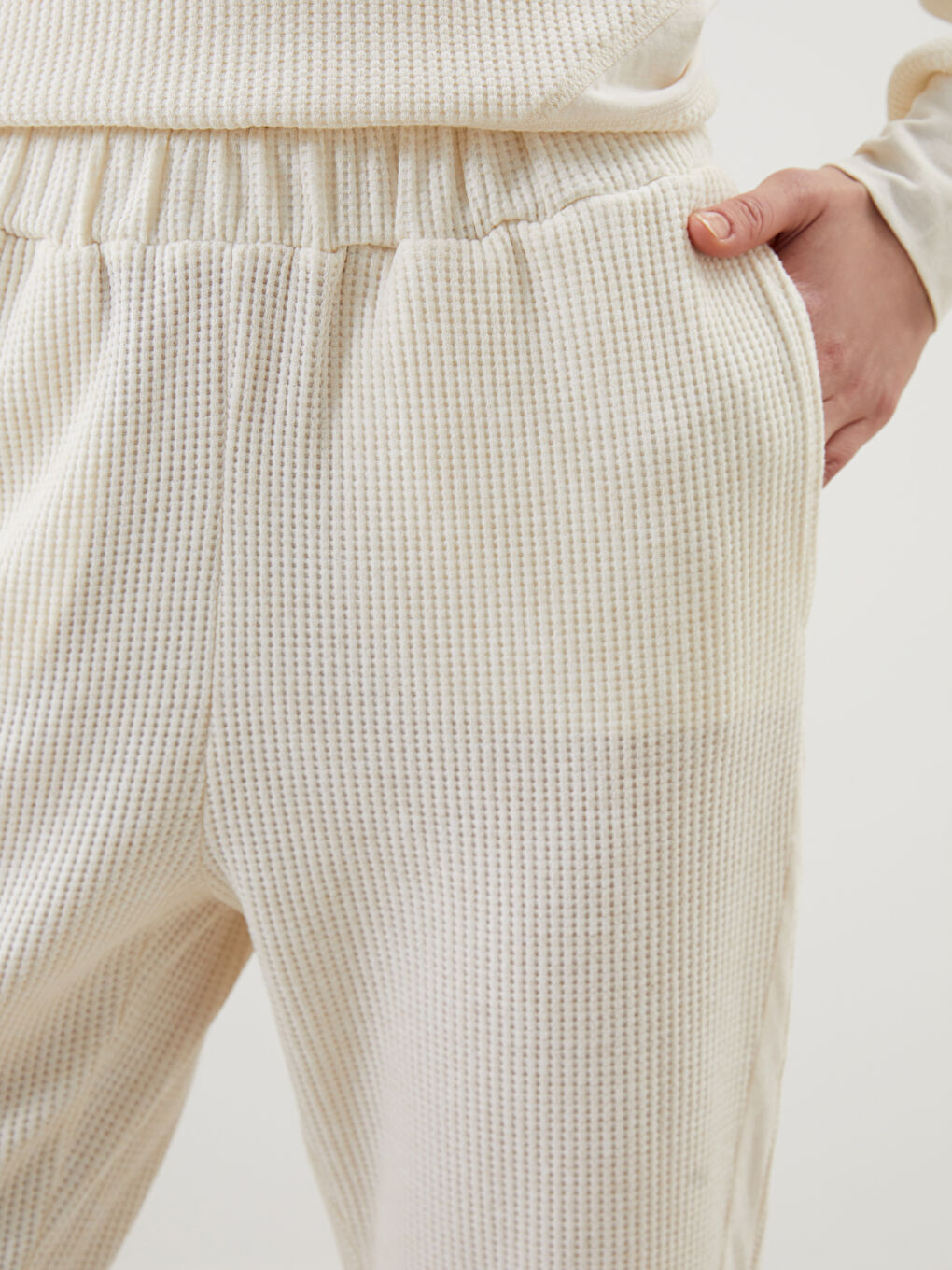 Elastic Waist Textured Women's Jogger Pyjama Bottoms -S5JO02Z8-KX0