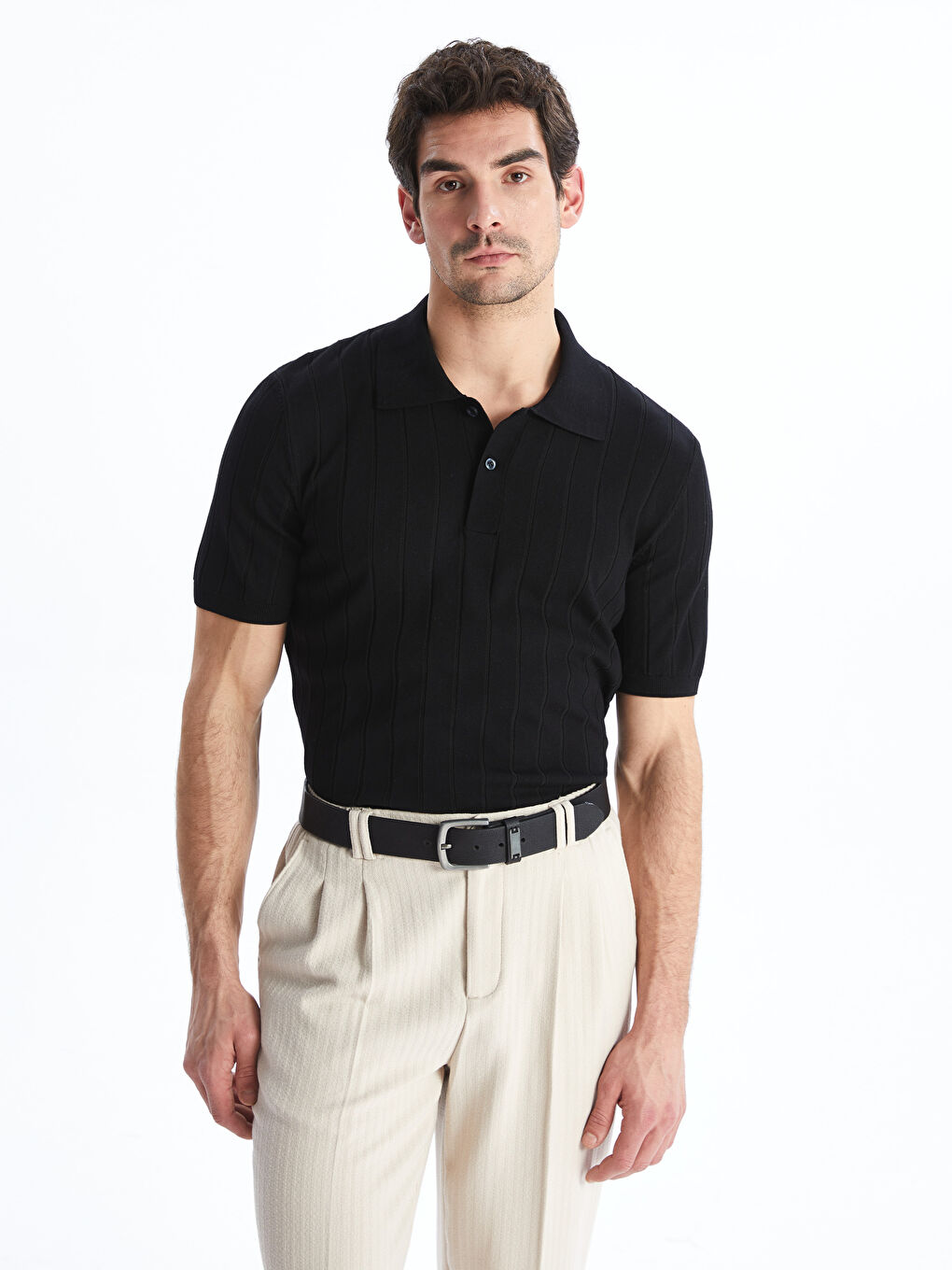LCW Vision Polo Neck Short Sleeve Men's Knitwear Sweater -W51115Z8-CVL