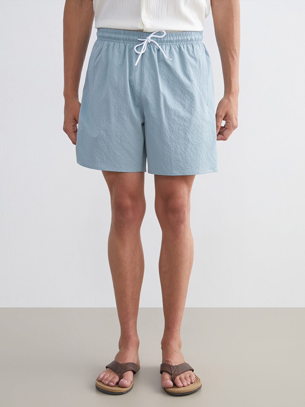 Mavi Kısa Boy Erkek Deniz Şortu-1