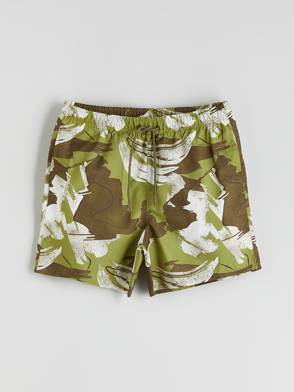 Yeşil Kısa Boy Desenli Erkek Deniz Şortu-6