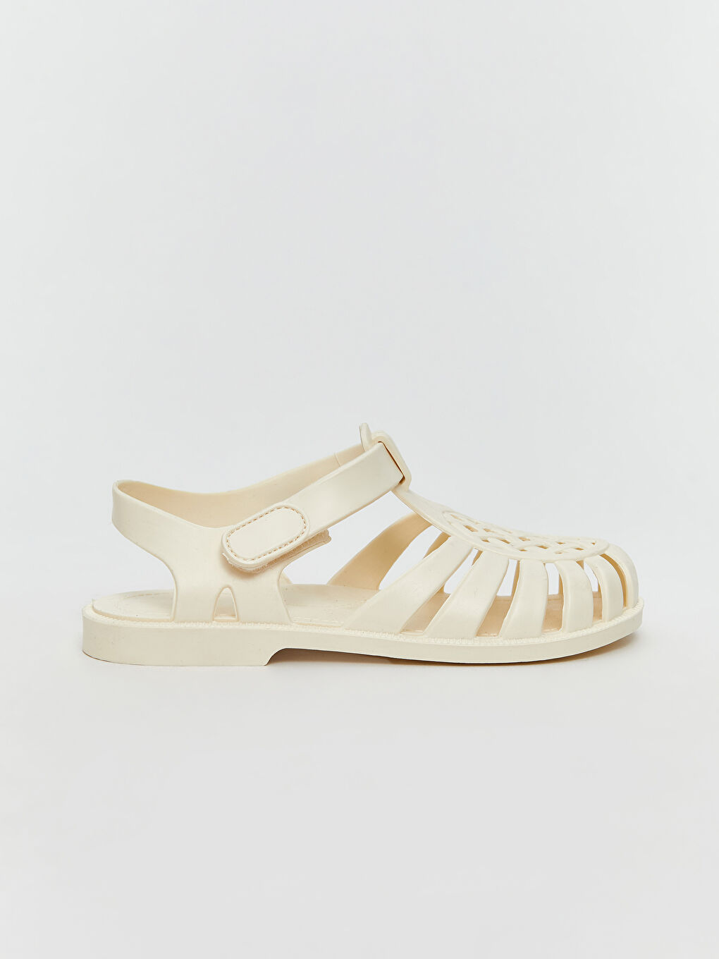 Ekru Cırt Cırtlı Kız Çocuk Sandalet-1